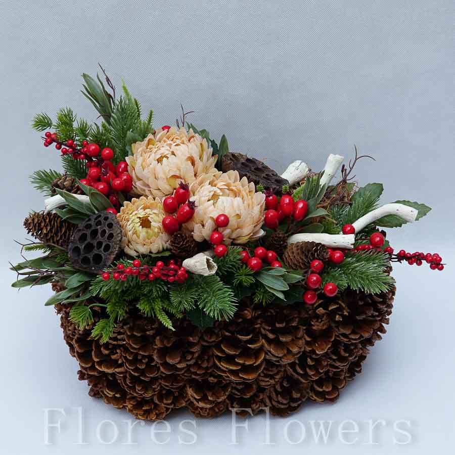 Dekorácia v šiškovom obale, 40x28x30cm, jesenná