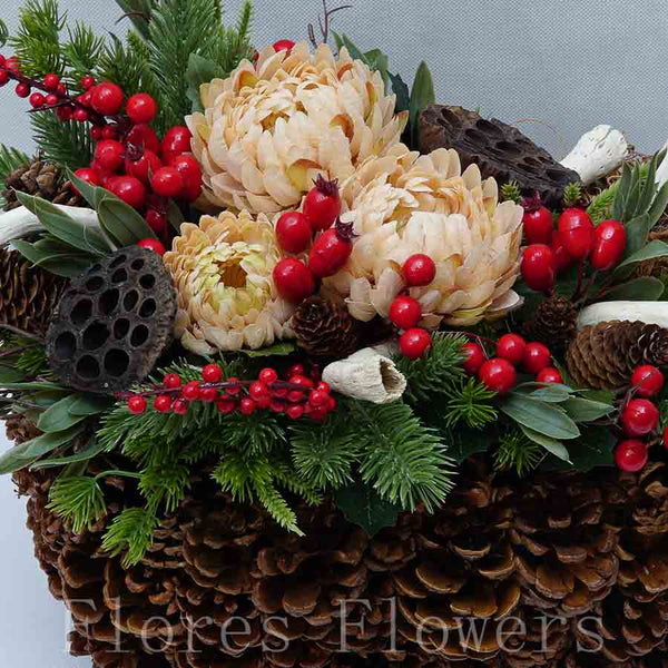 Dekorácia v šiškovom obale, 40x28x30cm, jesenná