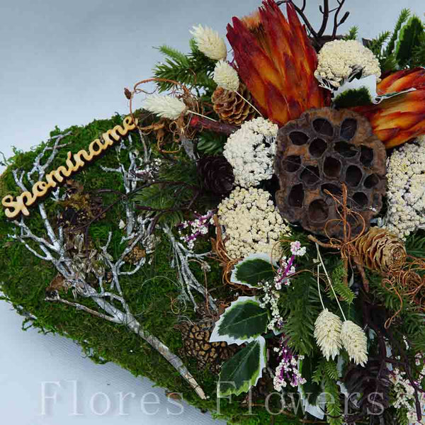 Dekorácia v machovom obale s proteou, 30x30cm