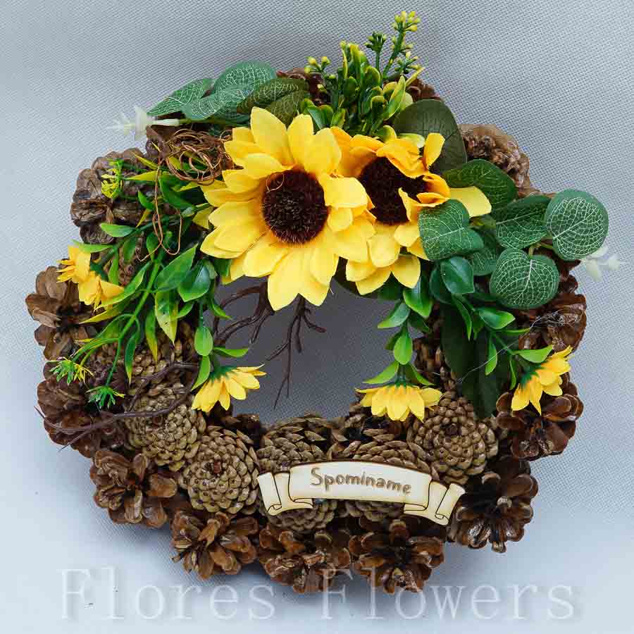 Venček šiškový so slnečnicou, 25cm