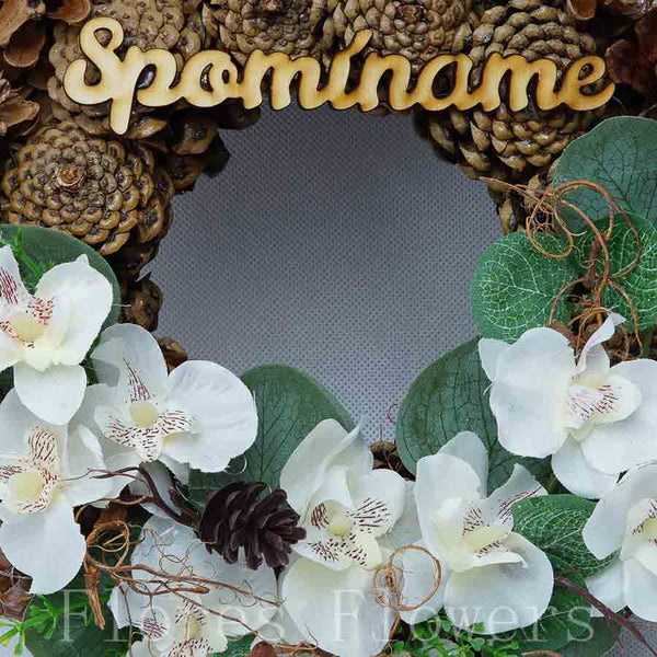 Venček šiškový s orchideou, 25cm