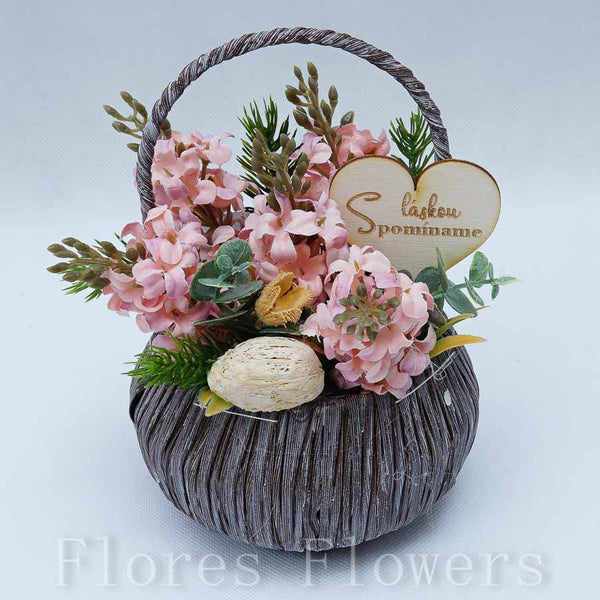 Dekorácia v košíku, 20x13cm, ružová