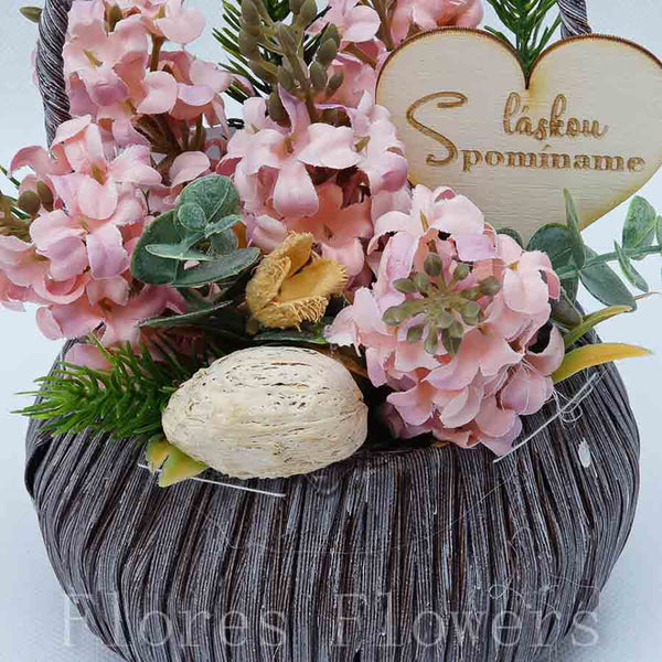 Dekorácia v košíku, 20x13cm, ružová