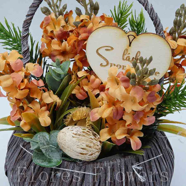 Dekorácia v košíku, 20x13cm, jesenná