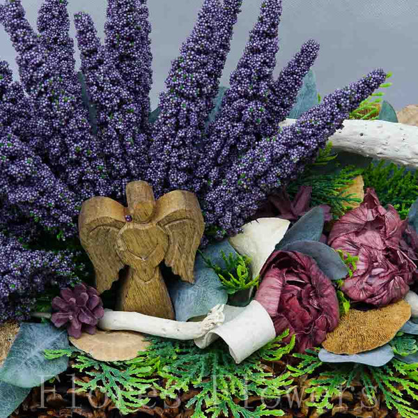 Dekorácia v šiškovom obale, 40x28x30cm, fialová