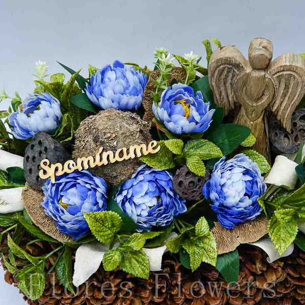 Dekorácia v šiškovom obale, 40x25x25cm. modrá