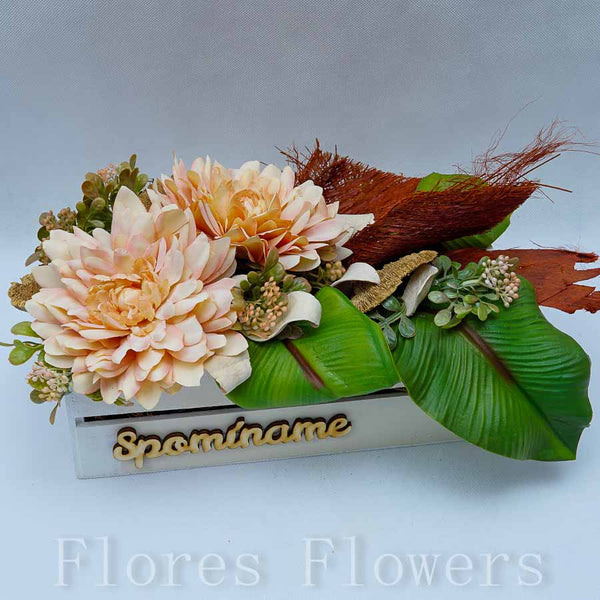 Dekorácia v drevenom obale, 29x16x15cm, marhuľová