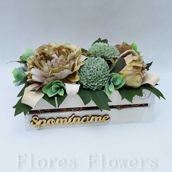 Dekorácia v drevenom obale, 25x14x14cm, zelená