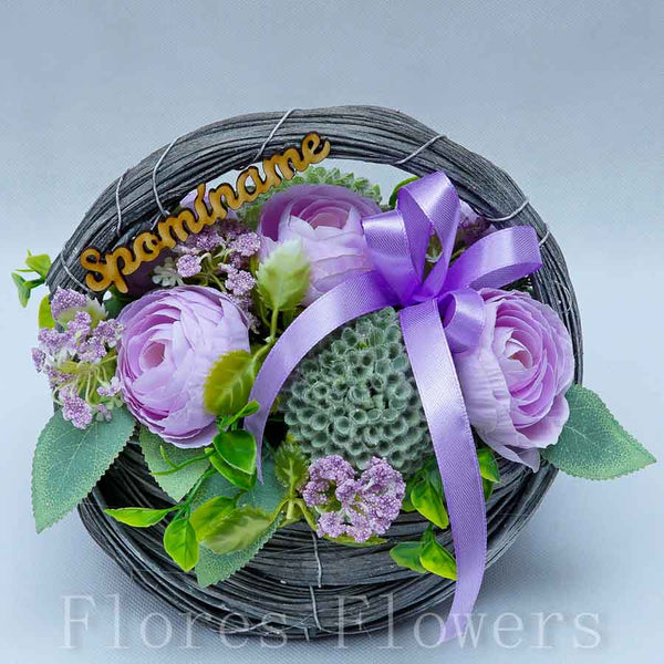 Dekorácia v prútenom košíku, 20x20x18cm