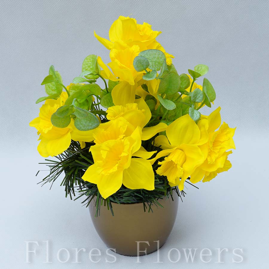 Ikebana zaťažená URNA, 20x15cm, žltá