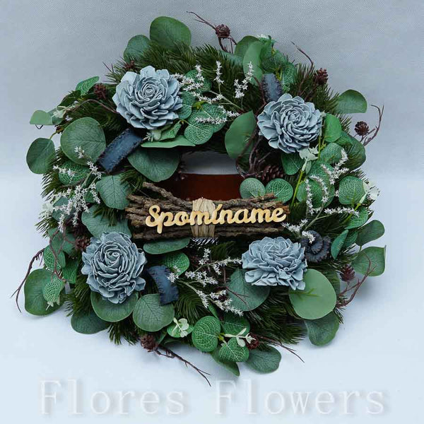 Venček s eukalyptom, 35cm, modrý