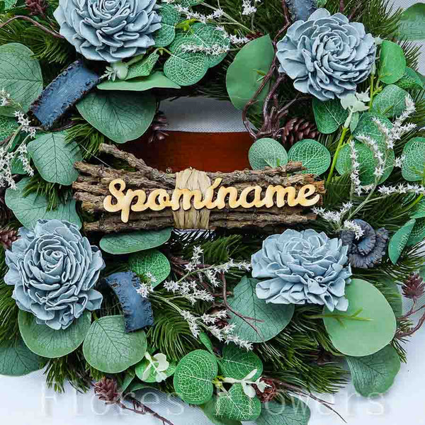 Venček s eukalyptom, 35cm, modrý