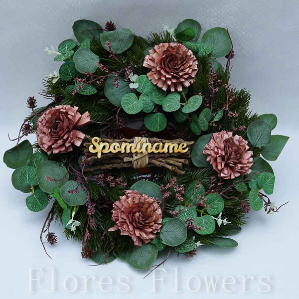 Venček s eukalyptom, 35cm, bordový