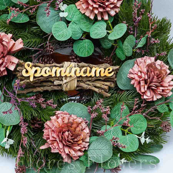 Venček s eukalyptom, 35cm, bordový