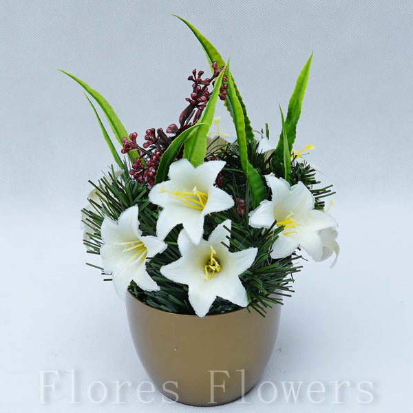 Ikebana zaťažená URNA, 20x15cm, s ľaliami