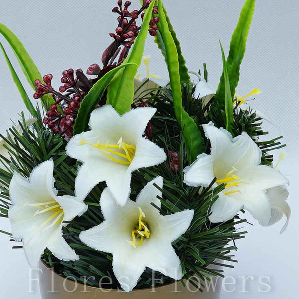 Ikebana zaťažená URNA, 20x15cm, s ľaliami