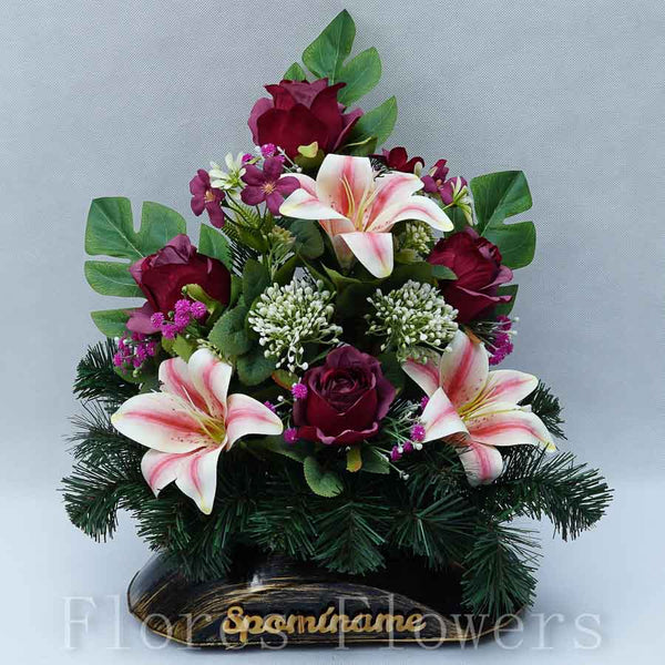 Ikebana zaťažená, 42x35cm, bordová