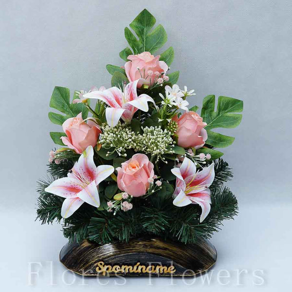 Ikebana zaťažená, 42x35cm, marhuľová