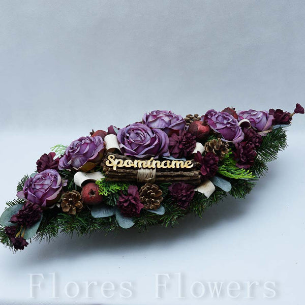 Ikebana zaťažená esíčko, 60x25cm, fialovo-bordová