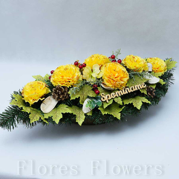 Ikebana zaťažená esíčko, 60x25cm, žltá