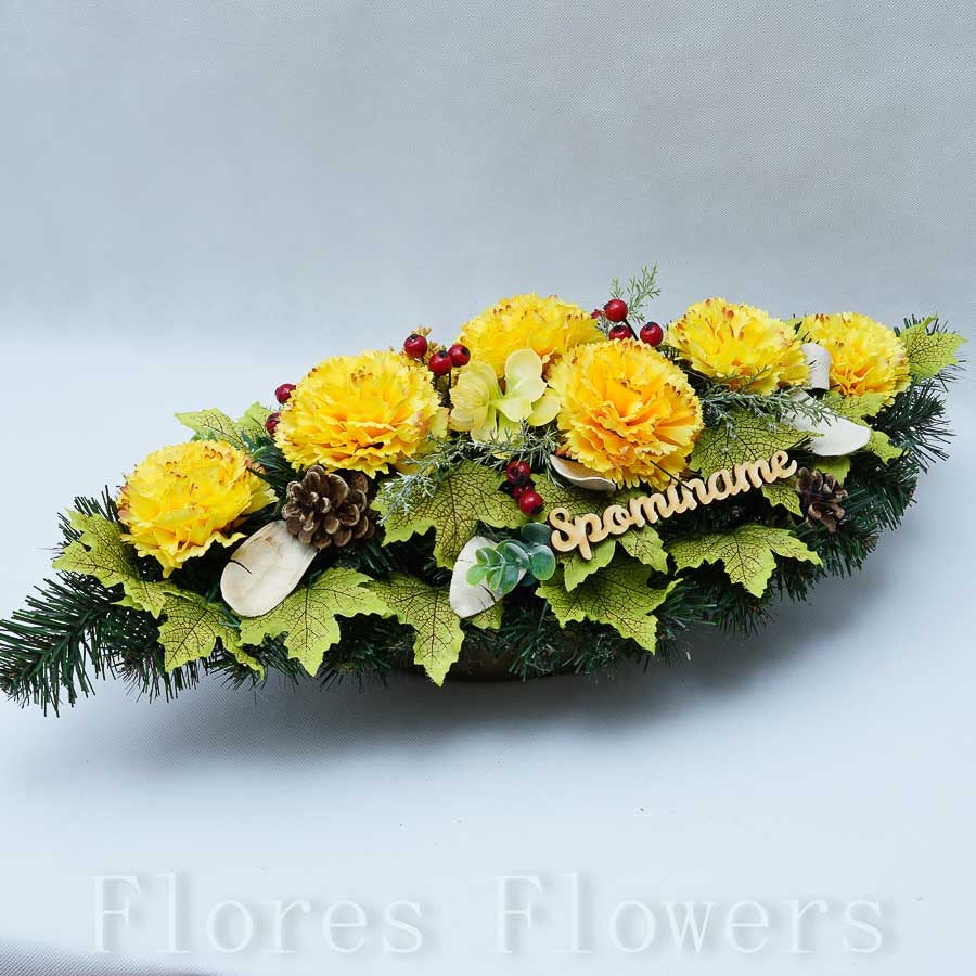 Ikebana zaťažená esíčko, 60x25cm, žltá