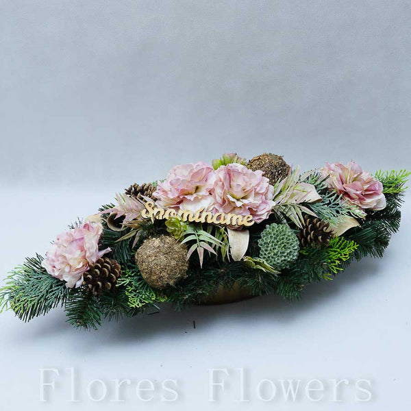 Ikebana zaťažená esíčko, 60x25cm, krémovo-ružová