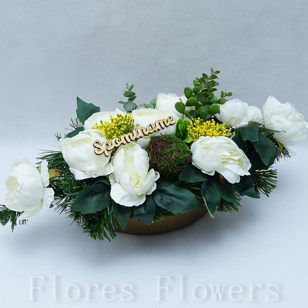 Ikebana zaťažená, 60x25cm, krémová