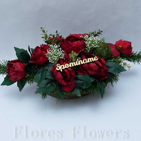 Ikebana zaťažená, 60x25cm, bordová