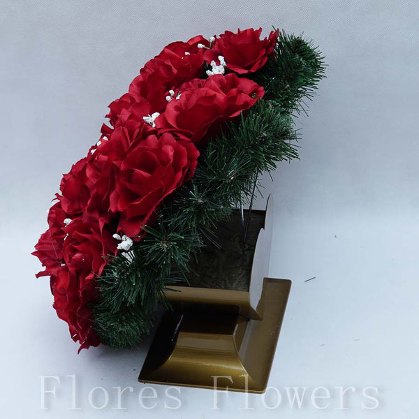 Ikebana zaťažená srdiečko, s anjelom, červená, 40x40cm