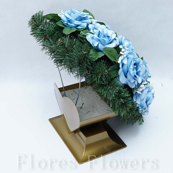 Ikebana zaťažená srdiečko, s anjelom, modrá, 40x40cm
