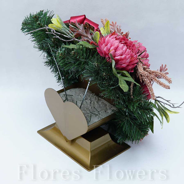 Ikebana zaťažená srdiečko, 40x40cm, bordová