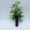 Zaťažená ikebana na vsunutie do vázy /spodok 5x15cm/, 45x25cm, krémovo-zelená