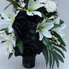 Zaťažená ikebana na vsunutie do vázy /spodok 5x15cm/, 45x25cm, krémovo-čierna