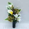 Zaťažená ikebana na vsunutie do vázy /spodok 5x15cm/, 45x25cm, krémovo-zelená
