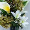 Zaťažená ikebana na vsunutie do vázy /spodok 5x15cm/, 45x25cm, krémovo-zelená