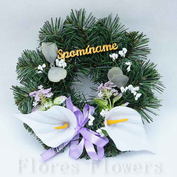 Venček čečinový, 22cm, s kálami, Spomíname