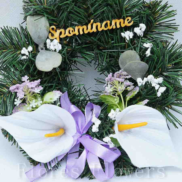 Venček čečinový, 22cm, s kálami, Spomíname