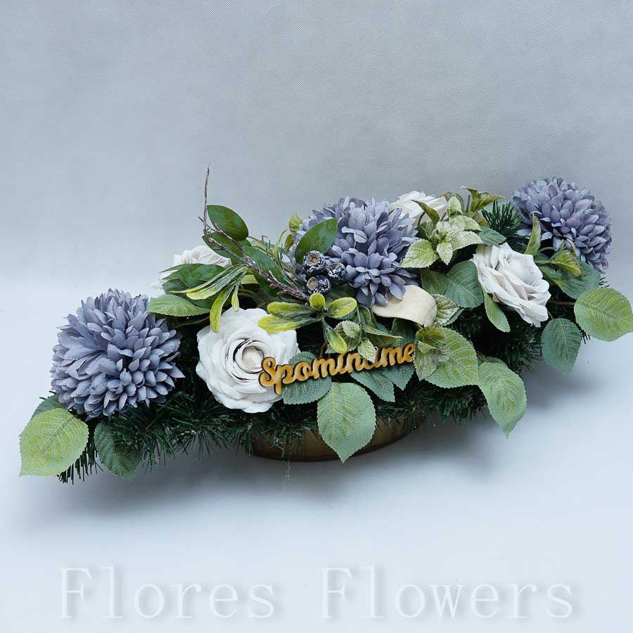 Ikebana zaťažená esíčko, 60x25cm, sivo-krémová
