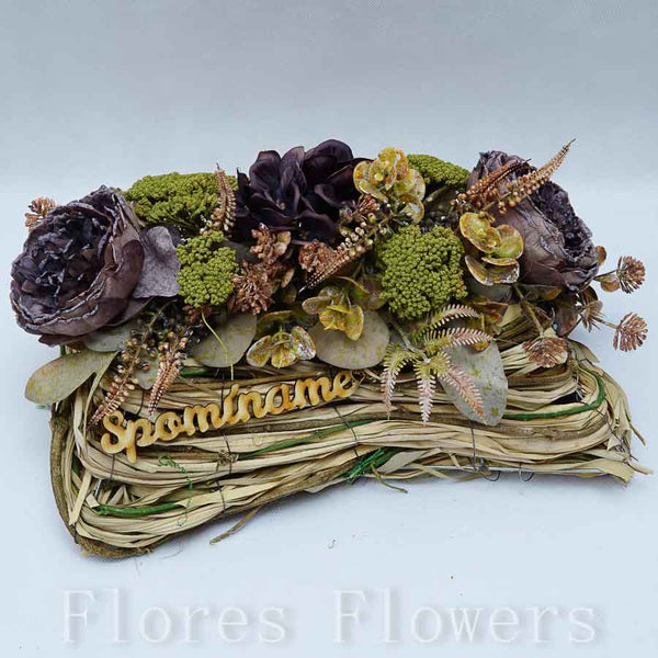 Dekorácia v prútenom obale 30x22x15cm, fialová