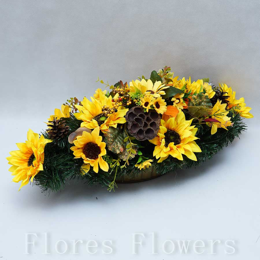 Ikebana esíčko zaťažená 60x25cm, slnečnice