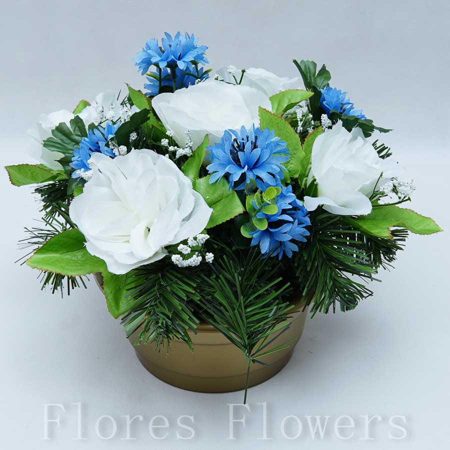 Ikebana zaťažená 20x25cm, krémovo-modrá