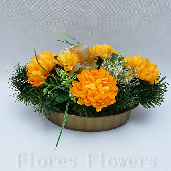 Ikebana zaťažená, 40x20cm, oranžová