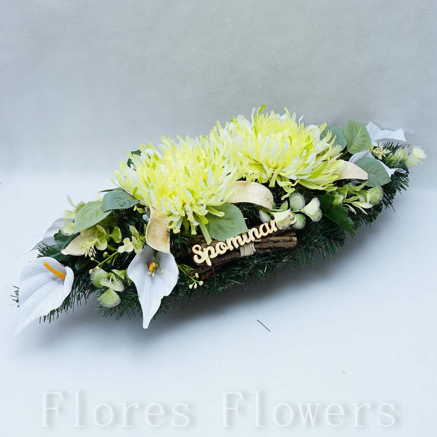 Ikebana zaťažená esíčko, 60x25cm, zeleno-krémová