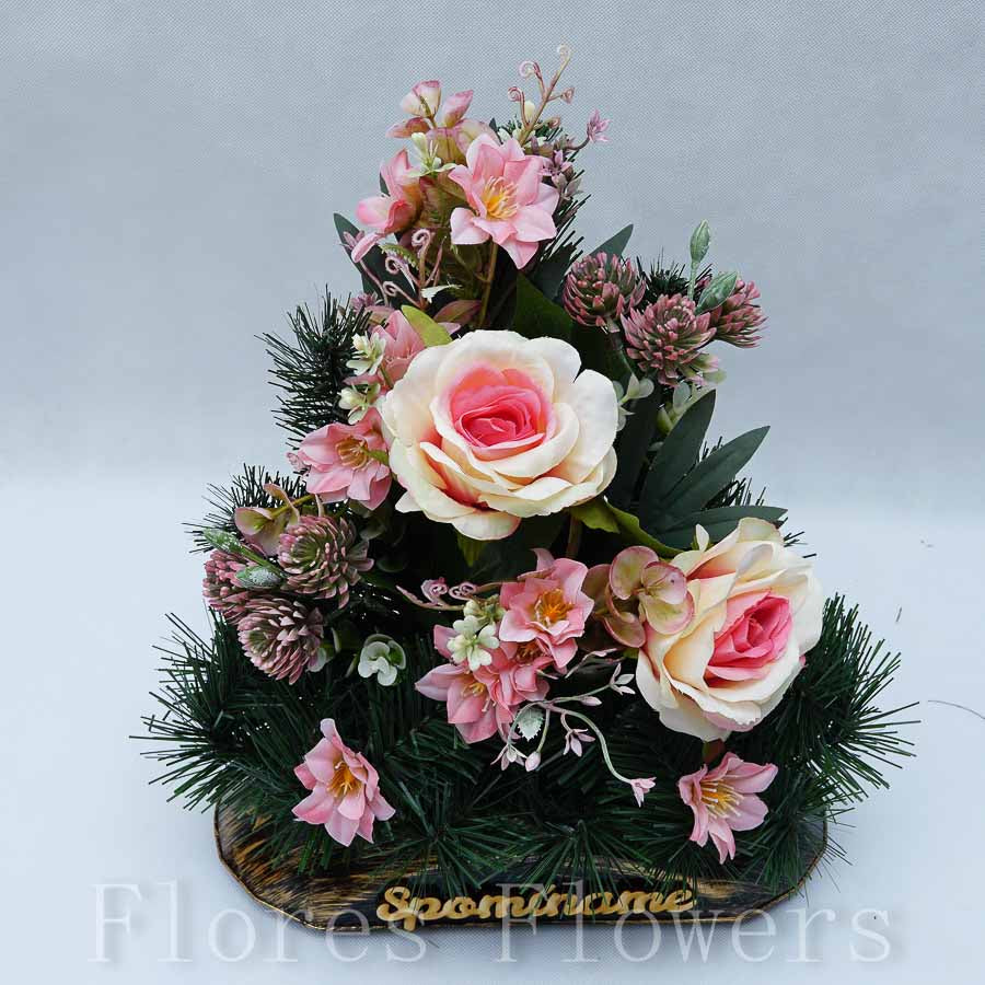 Ikebana zaťažená, 30x35cm, krémovo-ružová