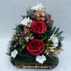 Ikebana zaťažená, 30x35cm, červeno-krémová