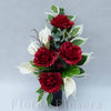Zaťažená ikebana na vsunutie do vázy /spodok 5x15cm/, 45x25cm, červená