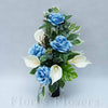 Zaťažená ikebana na vsunutie do vázy /spodok 5x15cm/, 45x25cm, modrá
