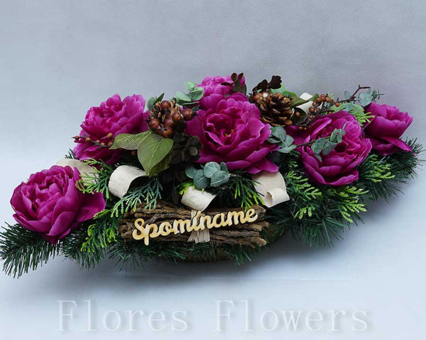 Ikebana zaťažená esíčko, 60x25cm, cyklamen