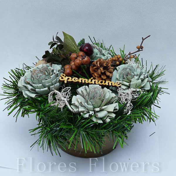 Ikebana zaťažená, 20x20cm, prírodná, zelená