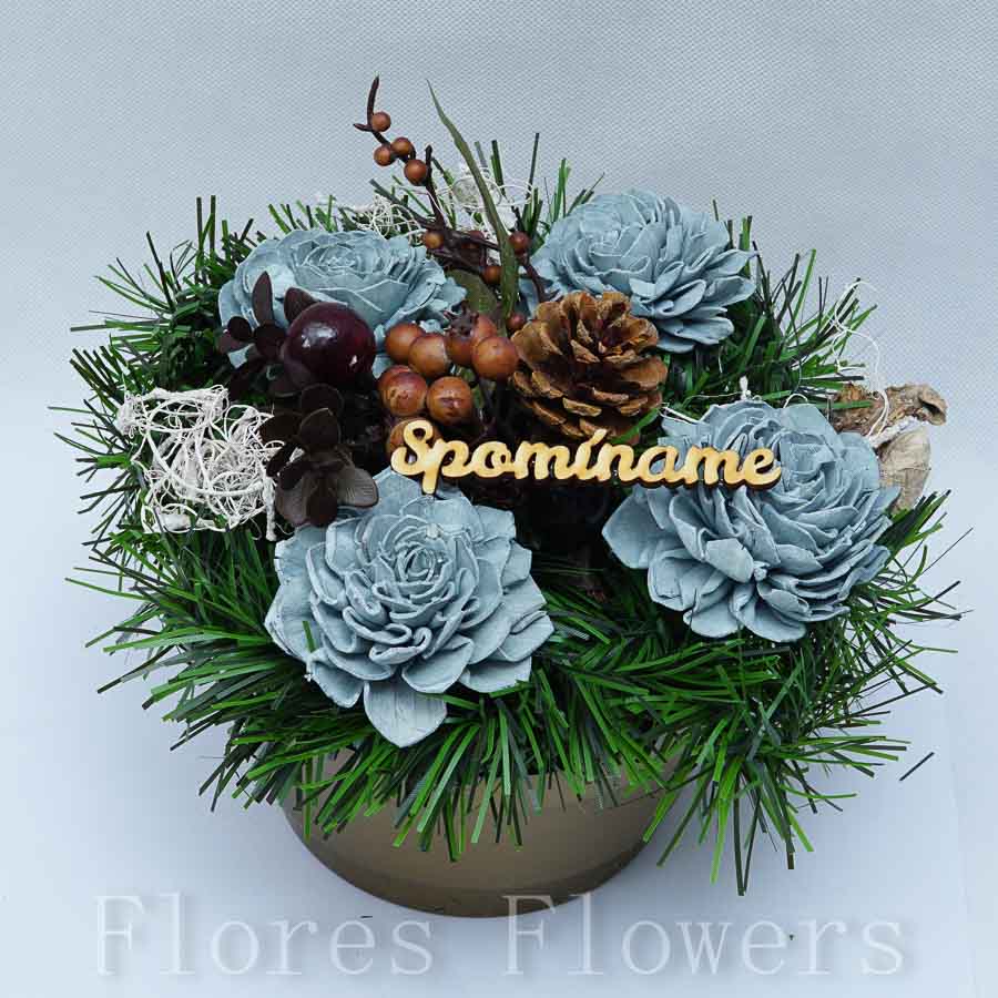 Ikebana zaťažená, 20x20cm, prírodná, modrá